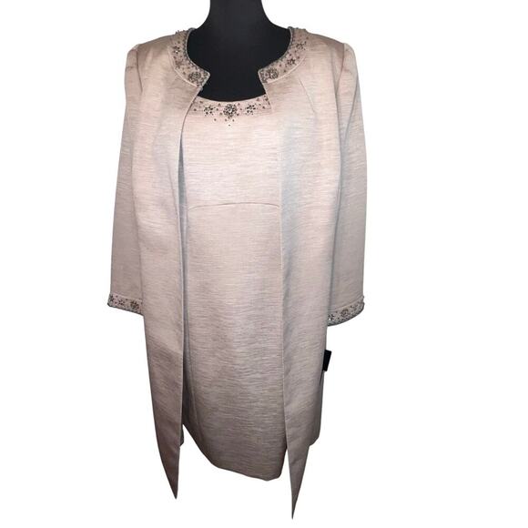 Tahari ASL, Jerry Luxe 16W Sequent Beaded Midi Shift Dress Long Jacket Set New ￼ - Picture 1 of 16